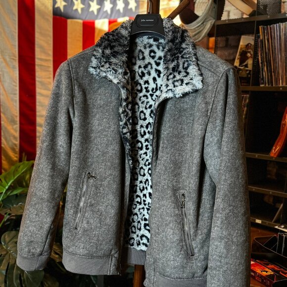 JOHN VARVATOS Faux Leopard Print Bomber "Monteiro" JACKET (sz. IT 48) - Picture 1 of 10